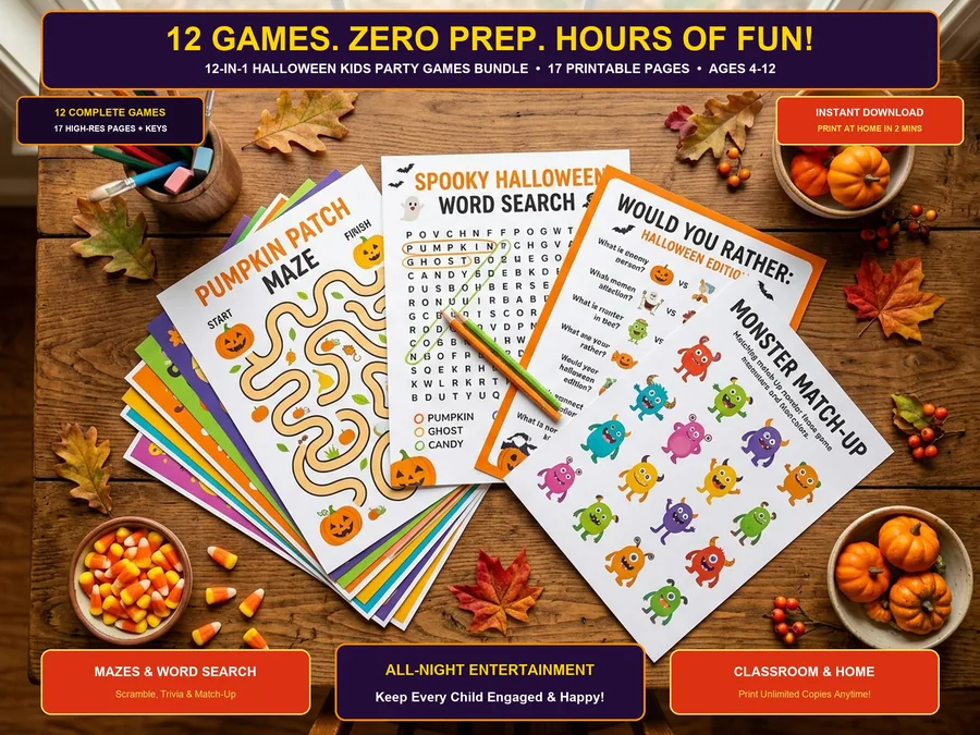12-in-1 Halloween Party Games Bundle
