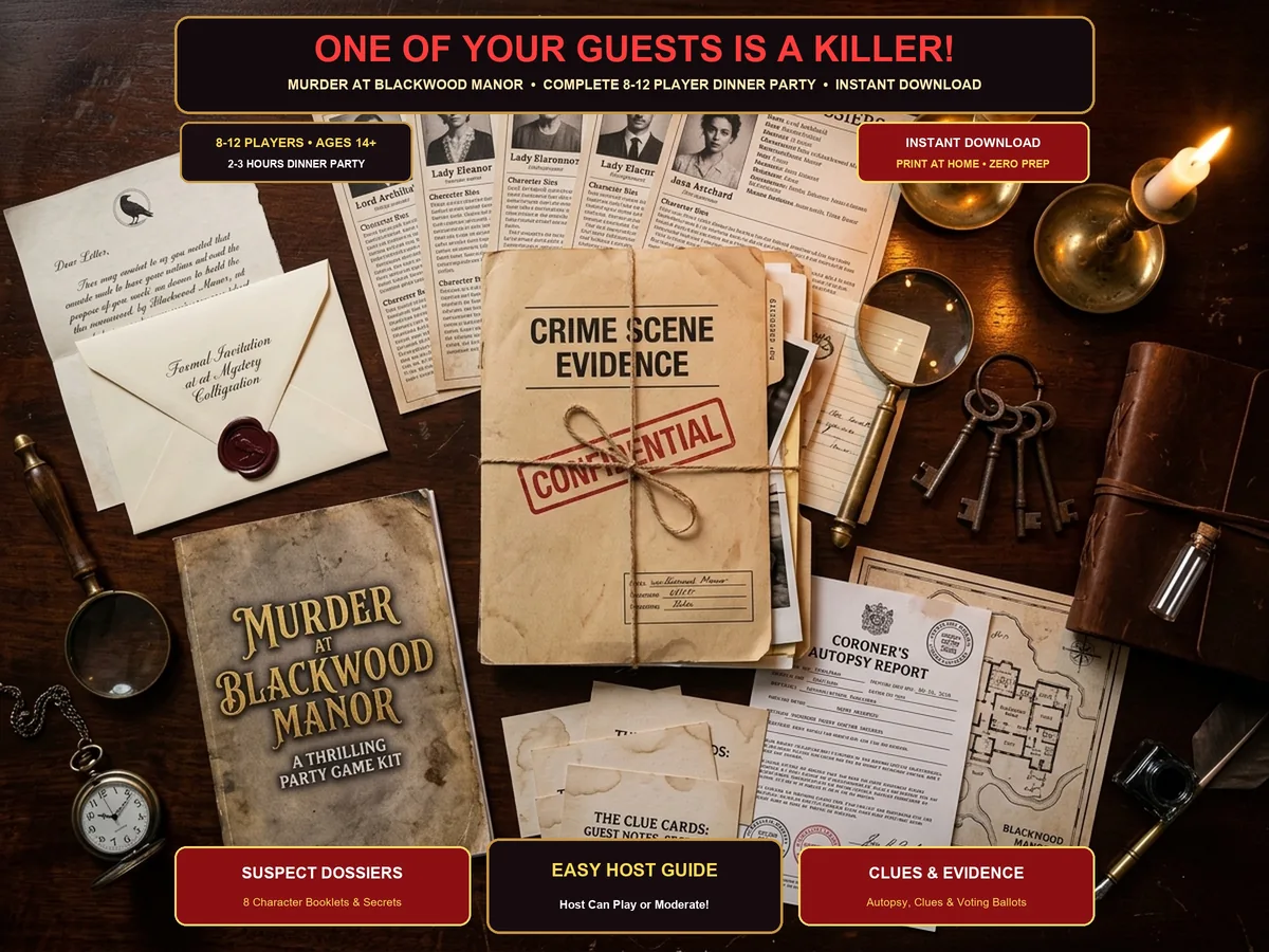 Murder at Blackwood Manor 1920s Game